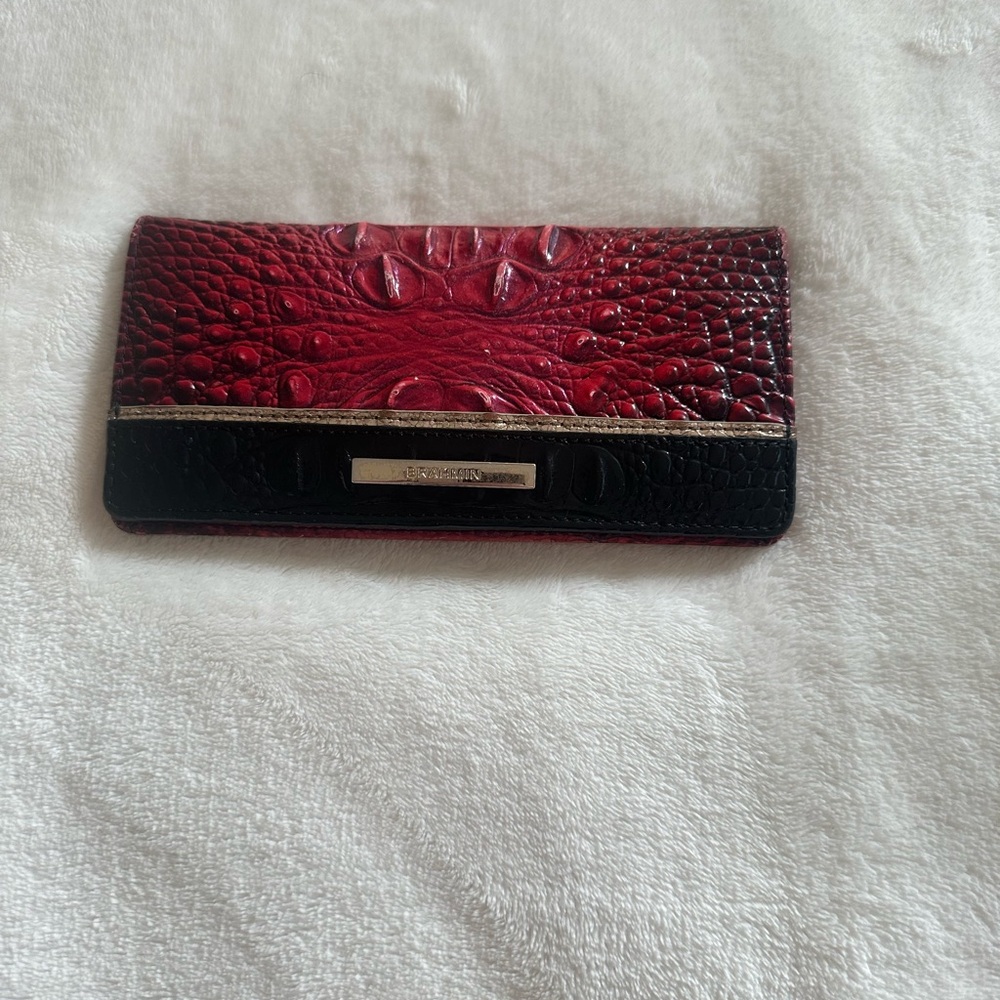Brahmin Red and Black Croc Embossed Wallet